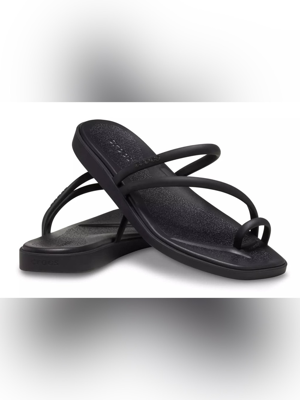 Crocs Miami Toe Loop Sandals Women’s 8 Black Platform Comfort NWT Like New - Picture 2 of 7